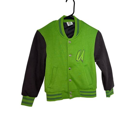 Unspeakable Green & Black Varsity Jacket Youth M Gamer Tongue Logo Rare - Picture 2 of 5